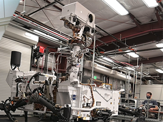 A video clip of the test rover is rolling in the Mars Yard.