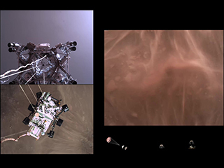 NASA's Mars 2020 Perseverance mission captured thrilling footage of its rover landing in Mars' Jezero Crater on Feb. 18, 2021.