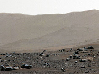 This shows the rim of Jezero Crater as seen in the first 360-degree panorama taken by the Mastcam-Z instrument aboard NASA’s Perseverance Mars rover.