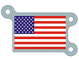 An illustration of the aluminum plate with the United States flag that is mounted on the Perseverance rover
