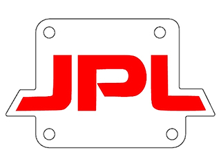 An illustration of an aluminum plate with the initials of JPL in red letters