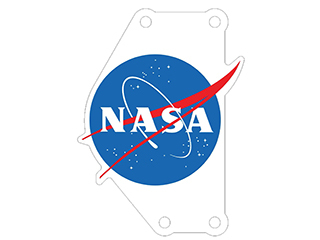 An illustration of an aluminum plate with the blue NASA insignia