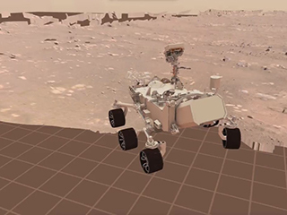 Engineers at NASA’s Jet Propulsion Laboratory driving the agency’s Perseverance rover use visualization software to plan how the rover moves around on Mars. This clip from their visualization shows the rover’s first drive on March 4, 2021. 