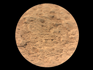 This image shows a close-up view of the rock target named “Máaz” from the SuperCam instrument on NASA’s Perseverance Mars rover. It was taken by SuperCam’s Remote Micro-Imager (RMI). “Máaz” means Mars in the Navajo language.