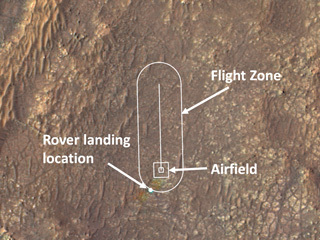 This image shows where NASA’s Ingenuity Mars Helicopter will take its test flights