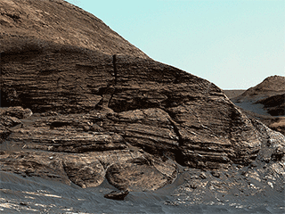 NASA’s Curiosity Mars rover used its Mastcam instrument to take the 32 individual images that make up this panorama of the outcrop nicknamed “Mont Mercou.”