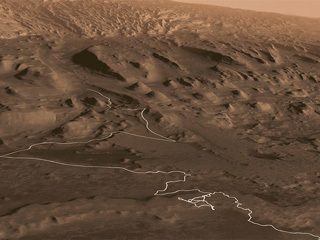 animation shows a proposed route up Mount Sharp that the rover could follow in the future