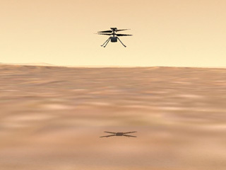 A simulation made from data from the first flight of NASA’s Ingenuity helicopter, showing the flight from different angles. The flight occurred on April 19, 2021.