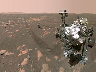 Video taken by Perseverance’s navigation cameras shows the rover’s robotic arm twisting and maneuvering to take the 62 images that compose the image. 