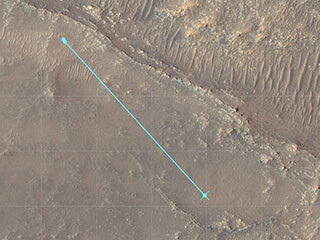 This annotated image of Mars’ Jezero Crater depicts the ground track and waypoints of the Ingenuity Mars Helicopter’s planned 11th flight, scheduled to take place no earlier than Aug. 4, 2021.