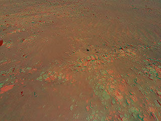 This 3D view of geologic feature the Mars Perseverance rover team calls “Raised Ridges” was generated from data collected by Ingenuity during its 10th flight at Mars, on July 24, 2021.