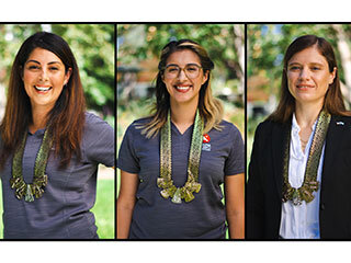 From left to right: Diana Trujillo, Christina Hernandez, and Clara O’Farrell are engineers with NASA’s Mars Perseverance rover team.