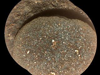 This image shows the region where Persevernace's abrasion tool grinded down the rock surface at this target, nicknamed “Bellegarde”.  