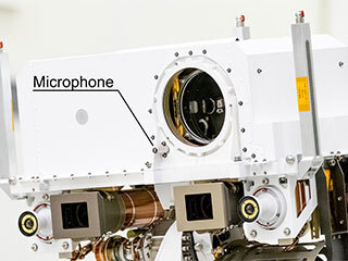 NASA’s Perseverance Mars rover carries two commercial-grade microphones, including this one on its mast. The mast microphone is part of the SuperCam instrument.