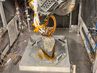 This drill is a duplicate of the one aboard NASA’s Perseverance Mars rover. It was used in a test campaign to learn how crumbly rocks respond to the drill. 
