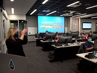Jennifer Trosper, Mars Perseverance project manager, leads rover team members at JPL in a round of applause for students who were honored through the “You’ve Got Perseverance” campaign for overcoming obstacles in pursuit of their educational goals.