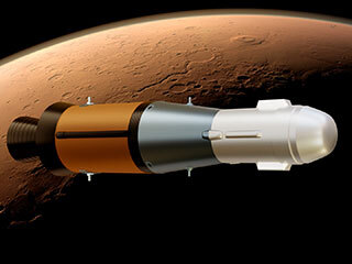 This illustration shows NASA’s Mars Ascent Vehicle (MAV), which will carry tubes containing Martian rock and soil samples into orbit around Mars.