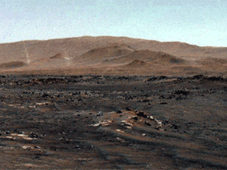 NASA’s Perseverance Mars rover used its navigation camera to capture these dust devils swirling across Jezero Crater on July 20, 2021, the 148th Martian day, or sol, of the mission.