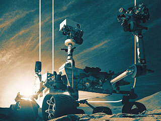 Curiosity poster illustration containing its accomplishments. 