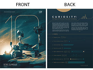 Curiosity poster illustration containing its accomplishments. 