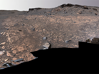 NASA’s Perseverance rover collected rock samples for possible return to Earth in the future from two locations seen in this image of Mars’ Jezero Crater: “Wildcat Ridge” (lower left) and “Skinner Ridge” (upper right). 