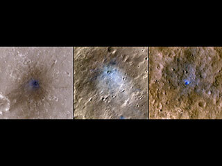 This collage shows three other meteoroid impacts that were detected by the seismometer on NASA’s InSight lander and captured by the agency’s Mars Reconnaissance Orbiter using its HiRISE camera.