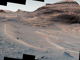 NASA’s Curiosity Mars rover used its Mast Camera, or Mastcam, to capture this panorama of a hill nicknamed "Bolivar" and adjacent sand ridges on Aug. 23, the 3,572nd Martian day, or sol, of the mission.