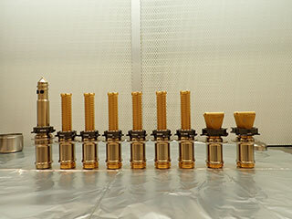 The drill bits used by NASA’s Perseverance rover are seen before being installed prior to launch. 