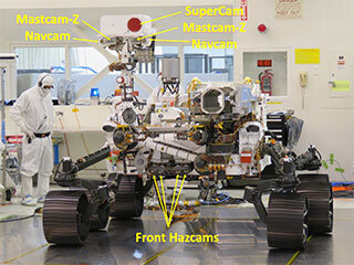This annotated image points out the various cameras aboard NASA’s Perseverance Mars rover; the list on the right indicates how many images each camera has taken as of Dec. 6, 2022, the 639th Martian day, or sol, of the mission.