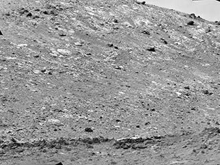 Curiosity used its ChemCam instrument to view Gediz Vallis Ridge, spotting boulders that are thought to have been washed down in an ancient debris flow. 
