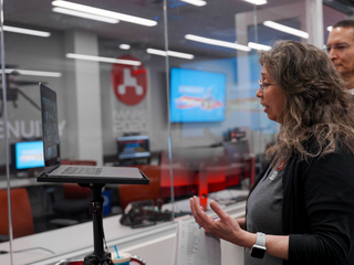Mars Perseverance rover team members Nagin Cox and Steve Lee interact virtually with students honored for overcoming academic challenges, during a live "You've Got Perseverance" webinar on April 4, 2023, from the rover's mission control area at NASA's Jet Propulsion Laboratory in Southern California.