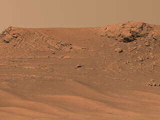 NASA’s Perseverance Mars rover captured this mosaic of a hill nicknamed “Pinestand.”