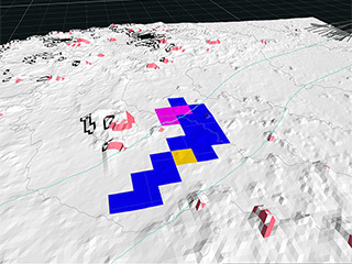 Made with data recorded by NASA’s Perseverance during a July 15 autonomous drive, this animation shows how the rover used AutoNav to maneuver around the 14-inch (35-centimeter) rock at center-left. Blue and magenta lines emanating from the front of the rover indicate paths with potential hazards.