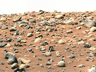 NASA’s Perseverance Mars rover captured this mosaic of a location nicknamed “Castell Henllys” using its Mastcam-Z camera on April 13, 2023, the 763rd Martian day, or sol, of the mission. 