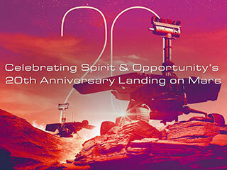 Image of representation of Spirit and Opportunity rovers on Mars. 