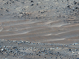 NASA’s Perseverance Mars rover captured this mosaic showing the Ingenuity Mars Helicopter at its final airfield on Feb. 4, 2024.