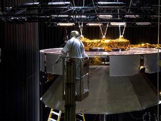 Testing of the cruise stage for NASA's Mars Science Laboratory in August 2010 included a session in a facility that simulates the environment found in interplanetary space.