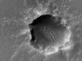 This image of Santa Maria Crater was taken by the High Resolution Imaging Science Experiment (HiRISE) camera on Mars Reconnaissance Orbiter.