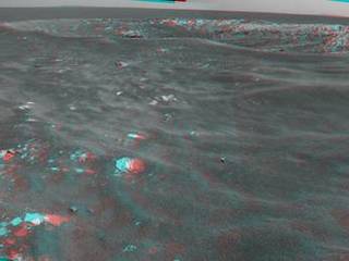 NASA's Mars Exploration Rover Opportunity recorded this stereo view of a crater informally named "Freedom 7" shortly before the 50th anniversary of the first American in space: astronaut Alan Shepard's flight in the Freedom 7 spacecraft.