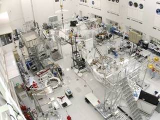 This wide-angle view shows the High Bay 1 cleanroom inside the Spacecraft Assembly Facility at NASA's Jet Propulsion Laboratory, Pasadena, Calif.