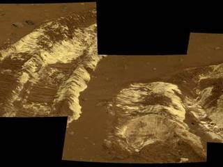While driving eastward toward the northwestern flank of "McCool Hill," the wheels of NASA's Mars Exploration Rover Spirit churned up the largest amount of bright soil discovered so far in the mission