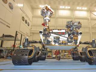 This photograph of the NASA Mars Science Laboratory rover, Curiosity, was taken during mobility testing on June 3, 2011. The location is inside the Spacecraft Assembly Facility at NASA's Jet Propulsion Laboratory, Pasadena, Calif.