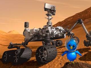 This artist concept features NASA's Mars Science Laboratory Curiosity rover along with an illustrated astronaut bird.