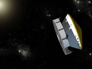 This is an artist's concept of NASA's Mars Science Laboratory spacecraft during its cruise phase between launch and final approach to Mars.