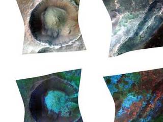 Impact cratering and erosion combine to reveal the composition of the Martian underground by exposing materials from the subsurface.