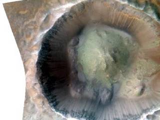 Impact cratering and erosion combine to reveal the composition of the Martian underground by exposing materials from the subsurface.