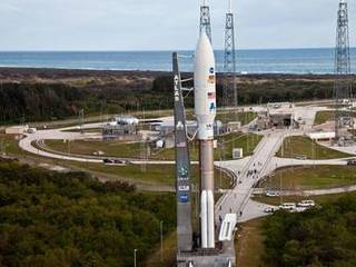 A United Launch Alliance Atlas V rocket with NASA's Mars Science Lab (MSL) rover Curiosity rolls out to its Space Launch Complex-41 launch pad arriving at 8:40 a.m. EST today.