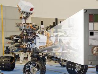 The Mars Hand Lens Imager (MAHLI) camera at the end of the robotic arm of NASA's Curiosity rover will use a calibration target attached to a shoulder joint of the arm.
