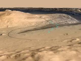 This image shows the target landing area for Curiosity, the rover of NASA's Mars Science Laboratory mission.