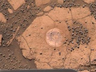This image from the Mars Exploration Rover Opportunity's panoramic camera is an approximate true-color rendering of the exceptional rock called "Berry Bowl" in the "Eagle Crater" outcrop.